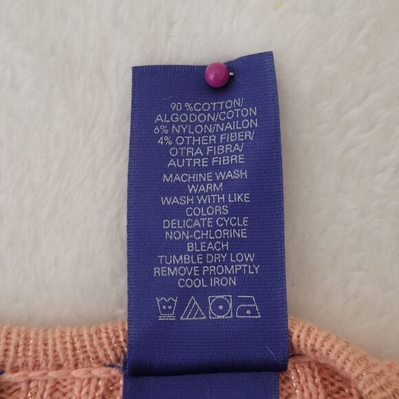 J H Collectibles Peach Metallic Gold Shimmer Cardigan Sweater Toggle Button Snap - Picture 4 of 6